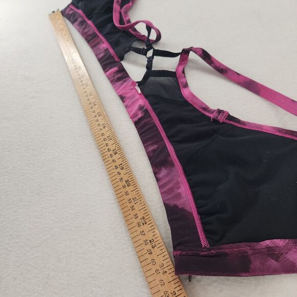 Lululemon Sweaty Endeavor Bra Blooming Pixie Raspberry Black Size 6 Run Support - Picture 3 of 7